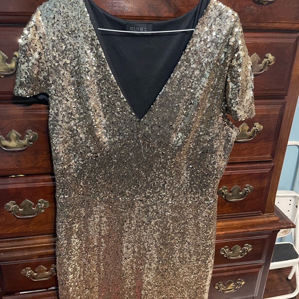 Club L London Sparkling Gold Mini Dress